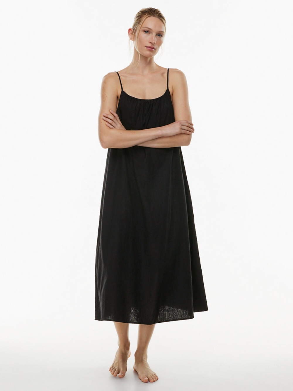 NWT Aritzia The Group Babaton Wellbeing Linen Maxi Dress Black S